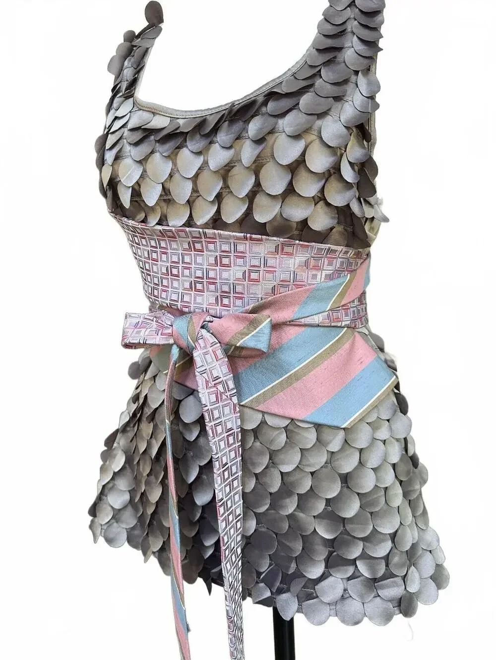 Pink & Blue Upcycled Silk Obi Belt | Corset Style | OOAK | OS
